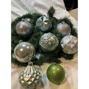 Lot Of Frosted Jumbo Christmas Holiday Ball Ornaments Plastic Shatterproof